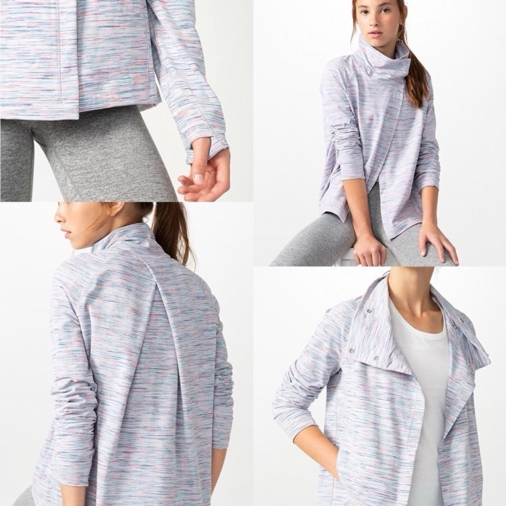 Ivivva by Lululemon Snap It Up Multicolour Cowl Neck Wrap Cardigan Size 14